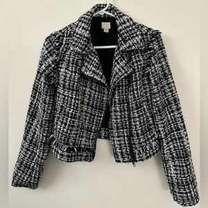 A New Day crop plaid tweed jacket in size XS, like new